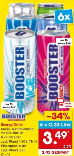 Netto Marken-Discount BOOSTER Energy Drink Angebot