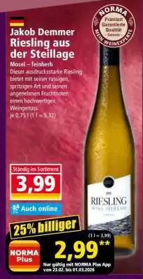 Norma Jakob Demmer Riesling aus der Steillage Angebot