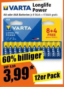 Norma Varta Longlife Power Angebot