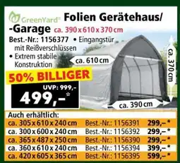 Norma GreenYard Folien Gerätehaus/-Garage ca. 390 x 610 x 370 cm Angebot