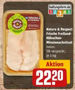 REWE Nature & Respect Frische Freiland-Hähnchen-Minuten­schnitzel Angebot