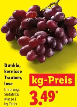 Lidl Dunkle, kernlose Trauben, lose Angebot