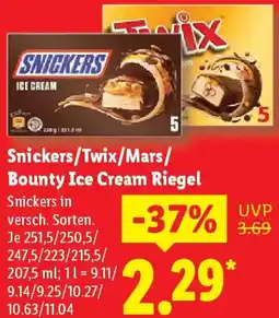 Lidl Snickers/Twix/Mars/ Bounty Ice Cream Riegel Angebot