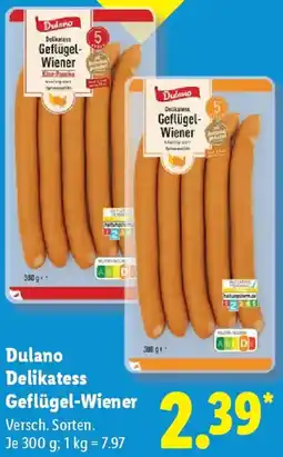 Lidl Dulano Delikatess Geflügel-Wiener Angebot