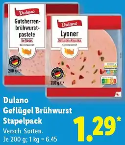 Lidl Dulano Geflügel Brühwurst Stapelpack Angebot