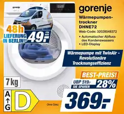 Expert Gorenje wärmepumpentrockner dhne72 Angebot