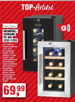 Handelshof PROFI COOK WEINKÜHL- SCHRANK PC-WK I 1232/1233 Angebot
