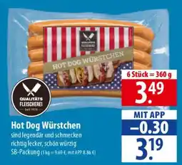 Famila Nord Ost QUALITÄTS FLEISCHEREI Hot Dog Würstchen Angebot