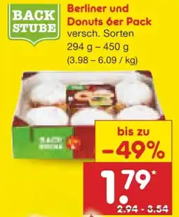 Netto Marken-Discount Netto Backstube Berliner und Donuts 6er Pack Angebot