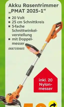 Globus Baumarkt Primaster Akku Rasentrimmer PMAT 2025-1 Angebot