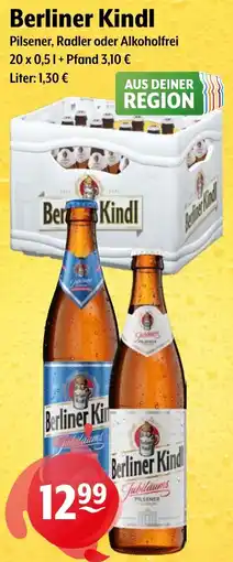 Getränke Hoffmann Berliner Kindl Pilsener, Radler oder Alkoholfrei Angebot