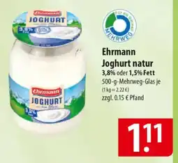 Famila Nord Ost Ehrmann Joghurt natur Angebot