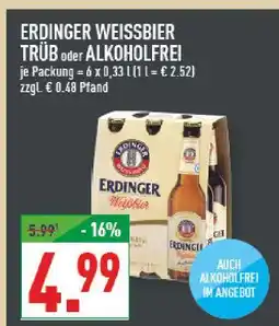 Marktkauf Erdinger weissbier trüb oder alkoholfrei Angebot