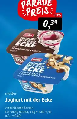 KONSUM Müller joghurt mit der ecke Angebot