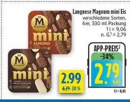 diska Langnese magnum mini eis almond Angebot