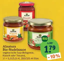 tegut Alnatura bio-nudelsauce vegetarische soja-bolognese Angebot