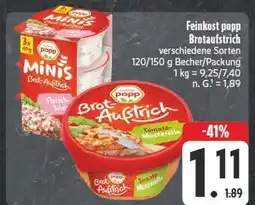 Edeka Feinkost popp brotaufstrich minis fleischsalat Angebot