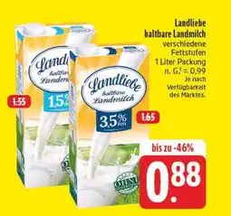 E-Center Landliebe haltbare landmilch 1,5% fett Angebot