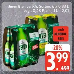 Edeka Jever Bier, versch. Sorten, 6 x 0,33 L Angebot