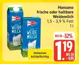 Edeka Hansano Weidemilch Angebot
