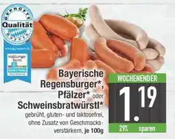 Edeka Bayerische Regensburger, Pfälzer oder Schweinsbratwürstl Angebot
