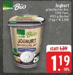 Edeka EDEKA Bio Joghurt griechischer Art Angebot