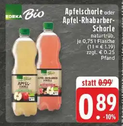 Edeka Apfelschorle oder Apfel-Rhabarber-Schorle Angebot