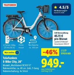 Lidl TELEFUNKEN E-Bike City, 28 Angebot