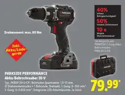 Lidl PARKSIDE PERFORMANCE Akku-Bohrschrauber 20 V Angebot