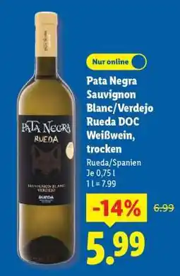 Lidl Pata Negra Sauvignon Blanc/Verdejo Rueda DOC Weißwein, trocken Angebot