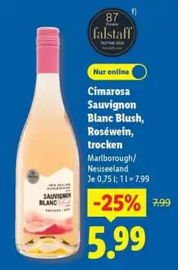 Lidl Cimarosa Sauvignon Blanc Blush, Roséwein, trocken Angebot