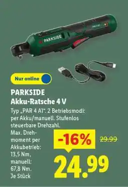 Lidl PARKSIDE Akku-Ratsche 4 V Angebot