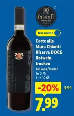 Lidl Corte alle Mura Chianti Riserva DOCG, Rotwein, trocken Angebot