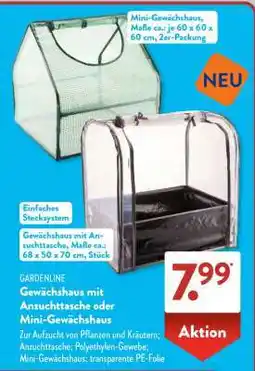 Aldi Süd GARDENLINE Gewächshaus mit Anzuchttasche oder Mini-Gewächshaus Angebot