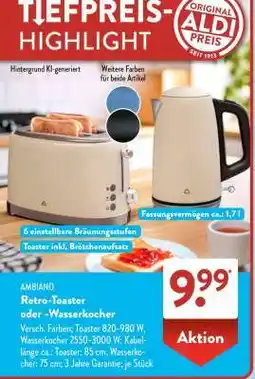 Aldi Süd AMBIANO Retro-Toaster oder -Wasserkocher Angebot