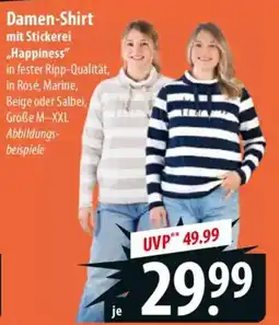 Famila Nord Ost Damen-Shirt mit Stickerei "Happiness" Angebot