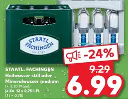 Kaufland STAATL. FACHINGEN Heilwasser still oder Mineralwasser medium Angebot