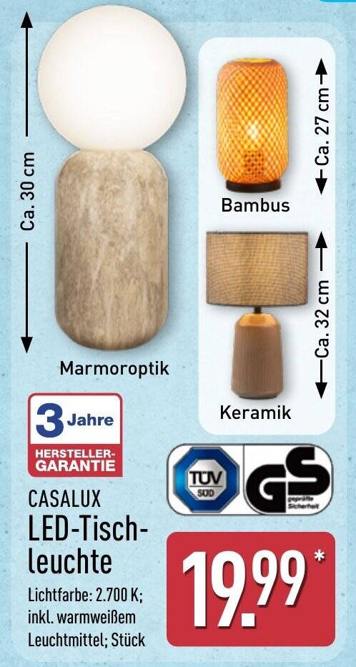 CASALUX LED-Tischleuchte Angebot bei Aldi Nord