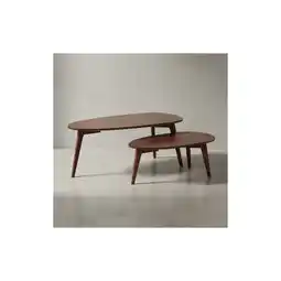 Netto Marken-Discount KADIMA DESIGN Retro-Couchtische, Sheesham Massivholz, 2er Set, Nierenform, Handgefertigt Angebot