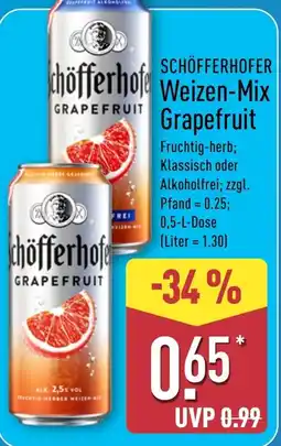 Aldi Nord SCHÖFFERHOFER Weizen-Mix Grapefruit Angebot