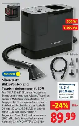 Lidl Silvercrest Akku-Polster- und Teppichreinigungsgerät, 20 V Angebot