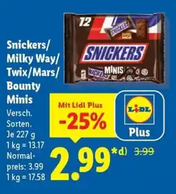 Lidl Snickers/ Milky Way/ Twix/Mars/ Bounty Minis Angebot