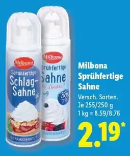 Lidl Milbona Sprühfertige Sahne Angebot