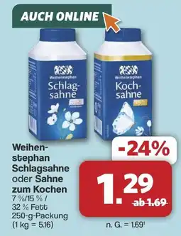 Famila Nord West Weihenstephan Schlagsahne oder Sahne zum Kochen Angebot