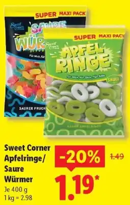 Lidl Sweet Corner Apfelringe/ Saure Würmer Angebot