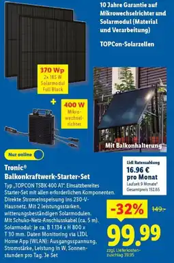Lidl Tronic Balkonkraftwerk-Starter-Set Angebot
