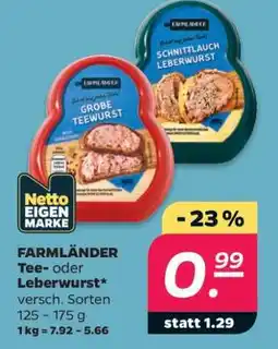 NETTO FARMLÄNDER Tee- oder Leberwurst Angebot