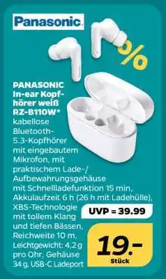 NETTO PANASONIC In-ear Kopfhörer weiß RZ-B110W Angebot