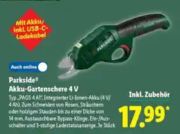 Lidl Parkside Akku-Gartenschere 4 V Angebot