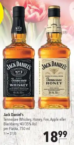 CITTI Markt Jack Daniel's Tennessee Whiskey, Honey, Fire, Apple eller Blackberry Angebot
